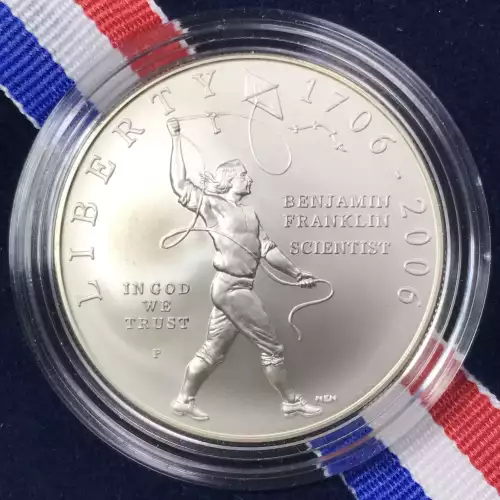 2006-P Benjamin Franklin Scientist Uncirculated Silver Dollar w US Mint Box COA (2)