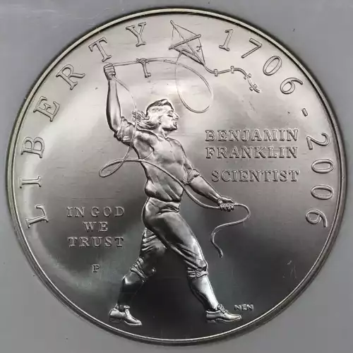 2006-P Benjamin Franklin Tercentenary Scientist Commemorative Silver Dollar NGC MS-70 (2)