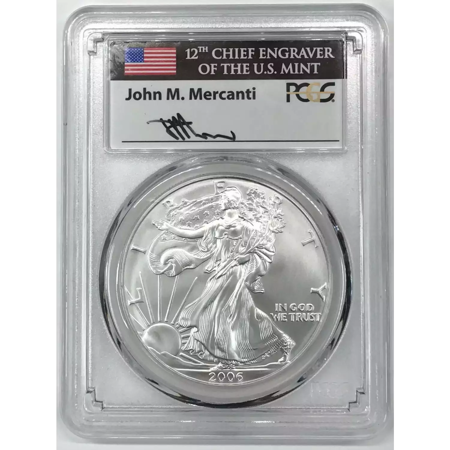 2006-W $1 Burnished Silver Eagle Mercanti Signature