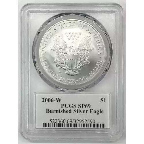 2006-W $1 Burnished Silver Eagle Mercanti Signature