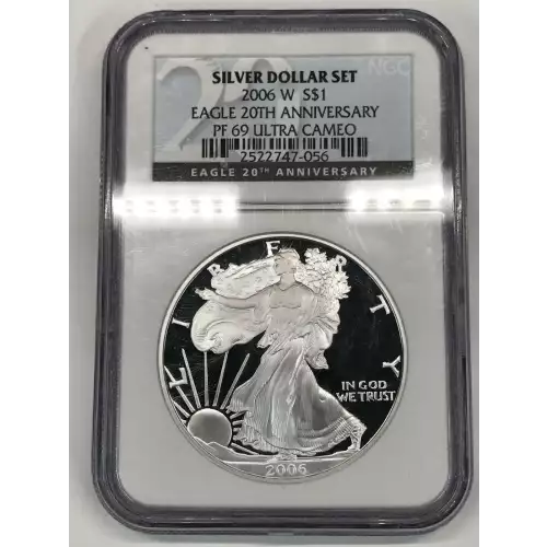 2006 W 20TH ANNIVERSARY SILVER DOLLAR SET OFFICIAL US MINT SET ULTRA CAMEO