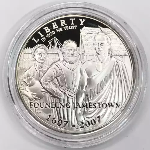2007-P Jamestown 400th Anniversary Proof Silver Dollar w US Mint OGP - Box & COA