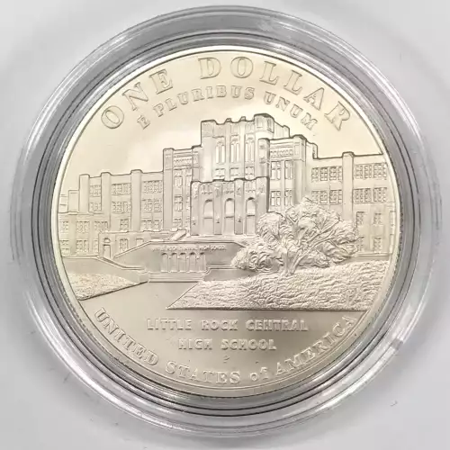 2007-P Little Rock High School Desegregation Uncirculated Silver Dollar Box COA