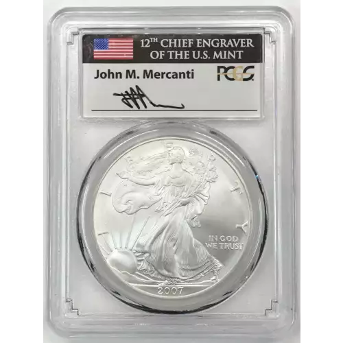 2007-W $1 Burnished Silver Eagle Mercanti Signature