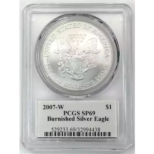 2007-W $1 Burnished Silver Eagle Mercanti Signature