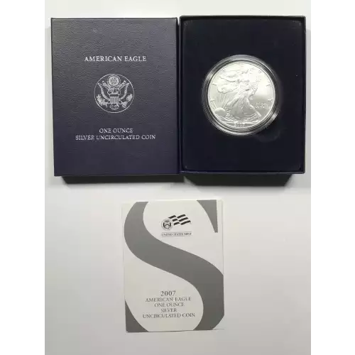 2007-W Burnished Uncirculated Silver Eagle w OGP - Box & COA