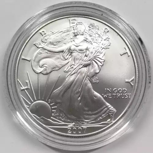 2007-W Burnished Uncirculated Silver Eagle w OGP - Box & COA