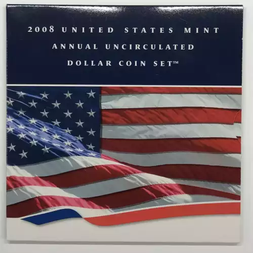 2008 Annual Uncirculated Dollar Coin Set incl W Burnished Silver Eagle - US Mint (4)