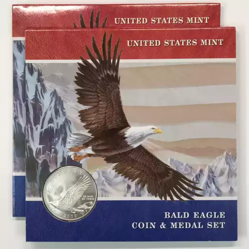 2008-P Bald Eagle Coin & Medal Set w US Mint OGP - Uncirculated Silver Dollar 