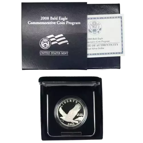 2008-P Bald Eagle Proof Silver Dollar w US Mint OGP - Box & COA
