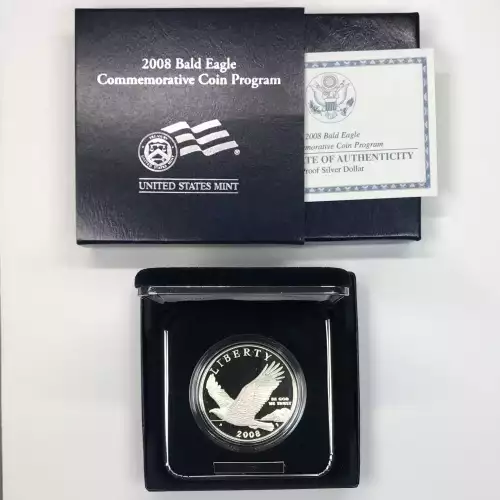 2008-P Bald Eagle Proof Silver Dollar w US Mint OGP - Box & COA