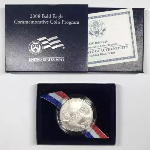 2008-P Bald Eagle Uncirculated Silver Dollar w US Mint OGP - Box & COA