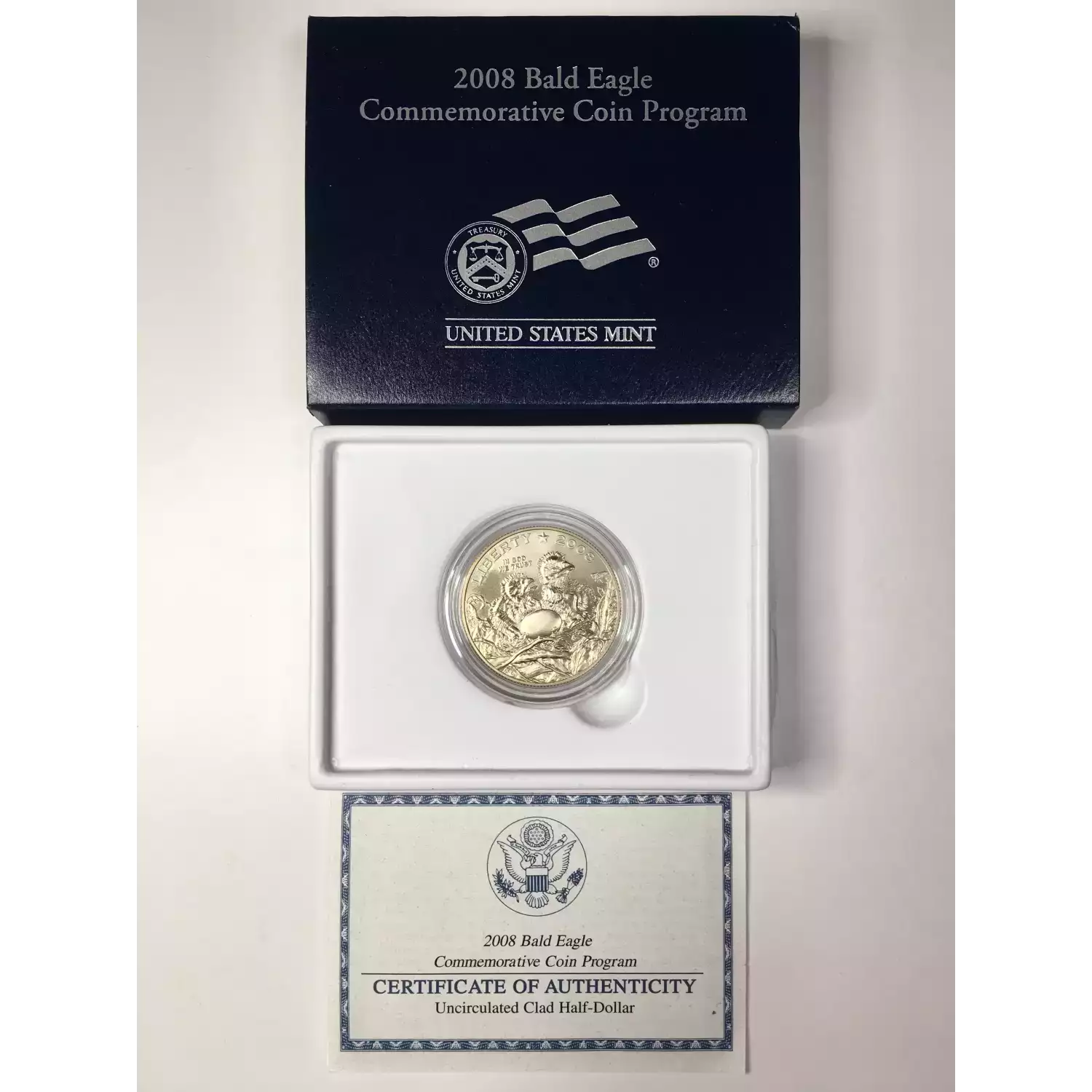 2008-S Bald Eagle Uncirculated Clad Half Dollar w US Mint OGP - Box & COA (2)