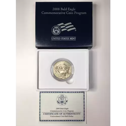 2008-S Bald Eagle Uncirculated Clad Half Dollar w US Mint OGP - Box & COA (2)