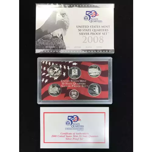 2008-S Silver Quarters Proof Set w US Mint OGP - Box & COA