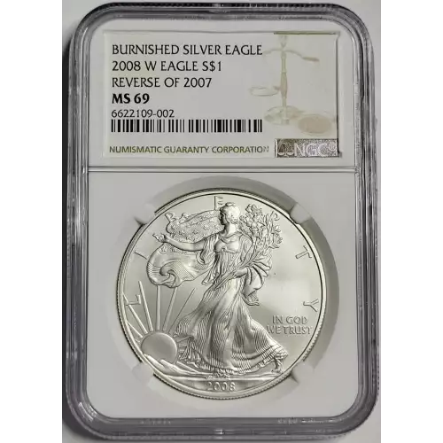 2008 W BURNISHED SILVER EAGLE REVERSE OF 2007  (3)