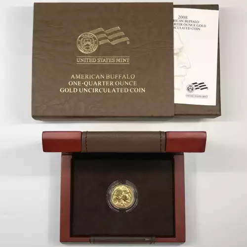 2008-W Burnished/Uncirculated 1/4 oz $10 Gold Buffalo - US Mint OGP Box & COA