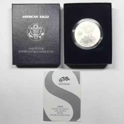 2008-W Burnished Uncirculated Silver Eagle w OGP - Box & COA