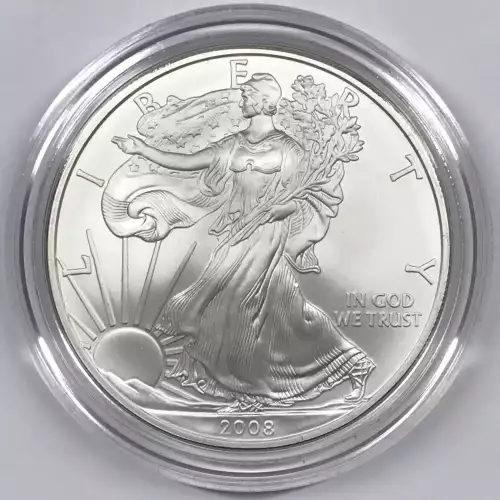 2008-W Burnished Uncirculated Silver Eagle w OGP - Box & COA