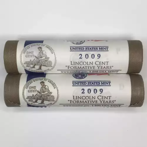 2009 Lincoln Bicentennial Formative Years US Mint P & D Roll Set