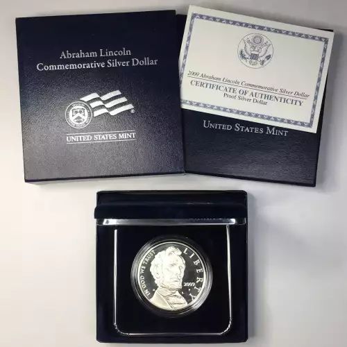 2009-P Abraham Lincoln Bicentennial Proof Silver Dollar w US Mint OGP  Box & COA