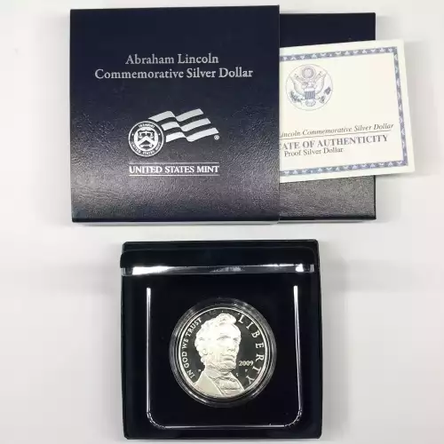 2009-P Abraham Lincoln Bicentennial Proof Silver Dollar w US Mint OGP  Box & COA