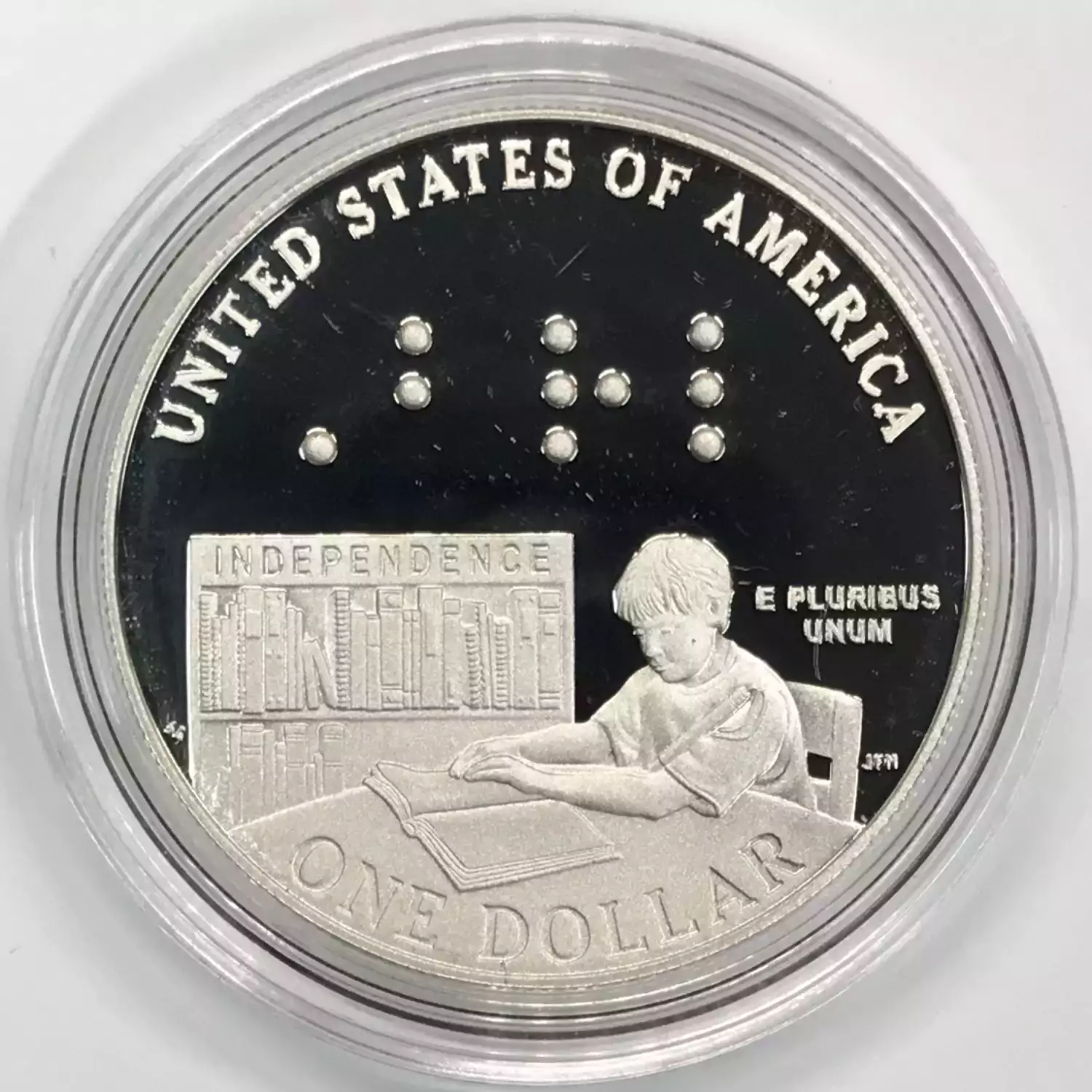 2009-P Louis Braille Bicentennial Proof Silver Dollar w US Mint OGP - Box & COA