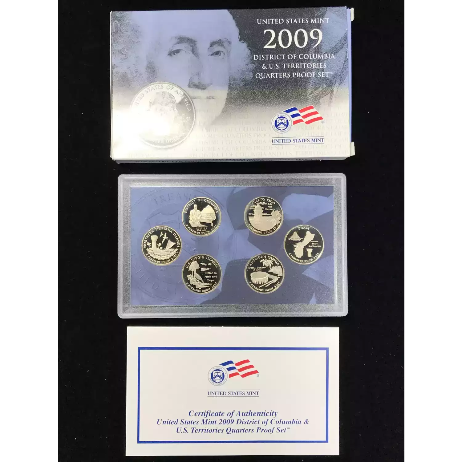 2009-S Clad Quarters Proof Set w US Mint OGP - Box & COA - DC & US Territories