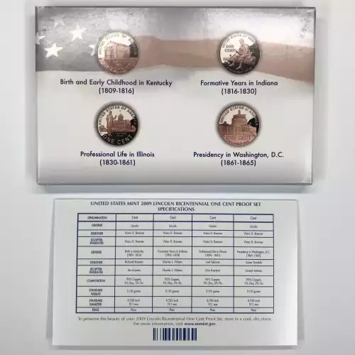 2009-S Lincoln Bicentennial Cent Proof Set w US Mint OGP - Box & COA