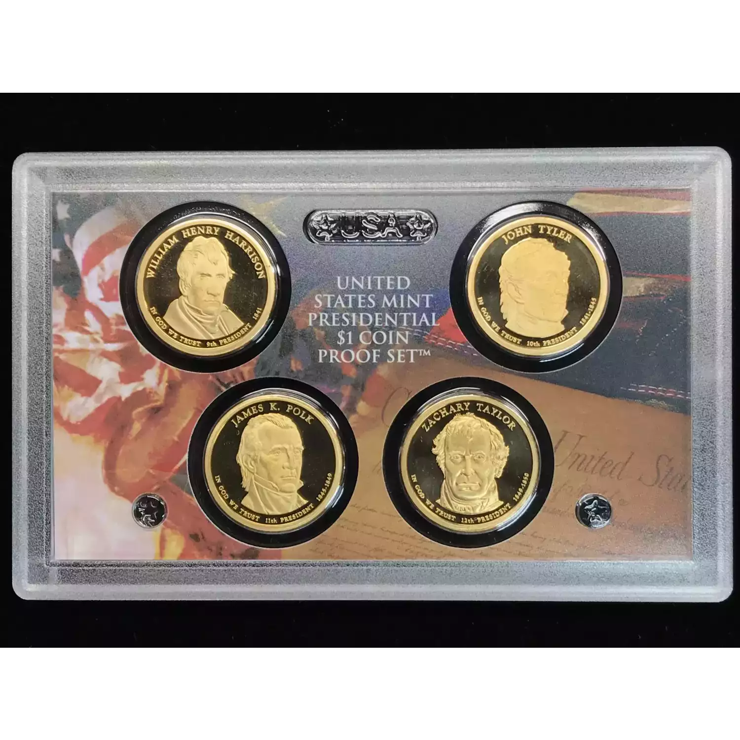 2009 S Presidential Dollar Proof Set - 4 Coins With Original Box & COA