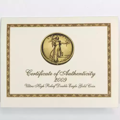 2009 Ultra High Relief (UHR) $20 Saint-Gaudens Double Eagle 1 oz Gold Coin w OGP