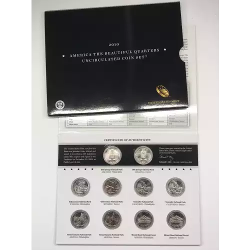 2010 America the Beautiful ATB Quarter Uncirculated 10-Coin P&D Set Satin Finish