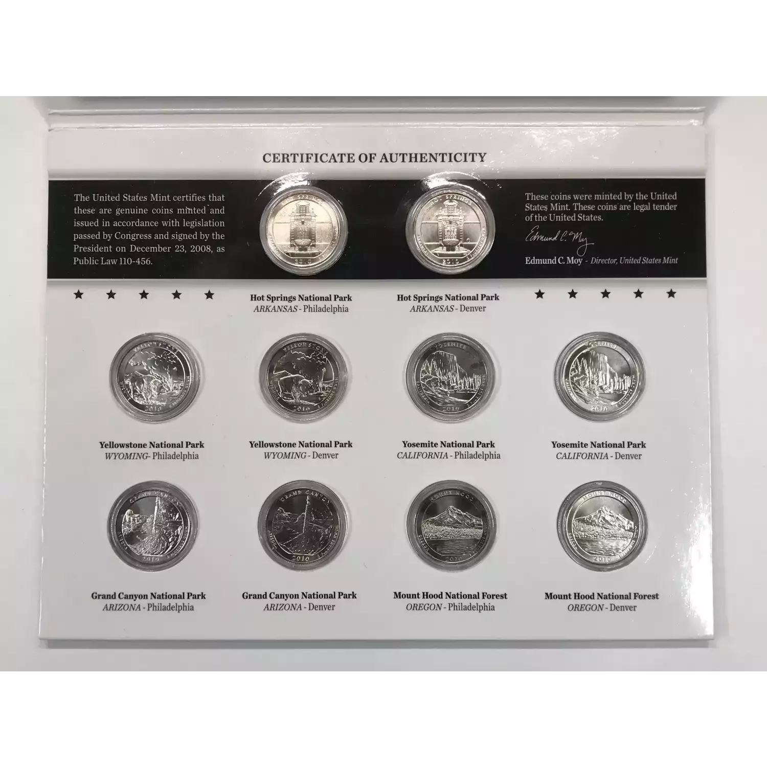 2010 America the Beautiful ATB Quarter Uncirculated 10-Coin P&D Set Satin Finish