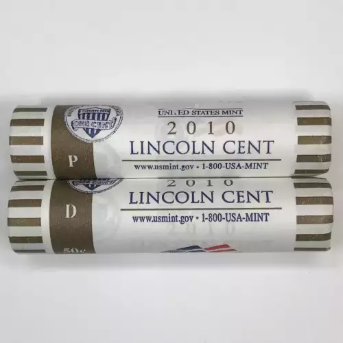 2010 Lincoln Shield Cent US Mint P & D roll set