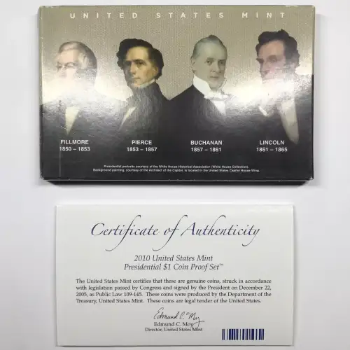 2010-S Presidential Dollar Proof Set w US Mint OGP - Box & COA (6)
