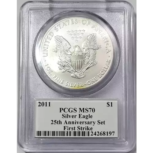 2011 $1 Silver Eagle 25th Anniversary Set First Strike (3)