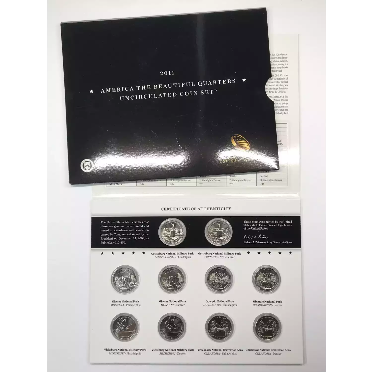 2011 America the Beautiful ATB Quarters Uncirculated 10-Coin P&D Set US Mint OGP