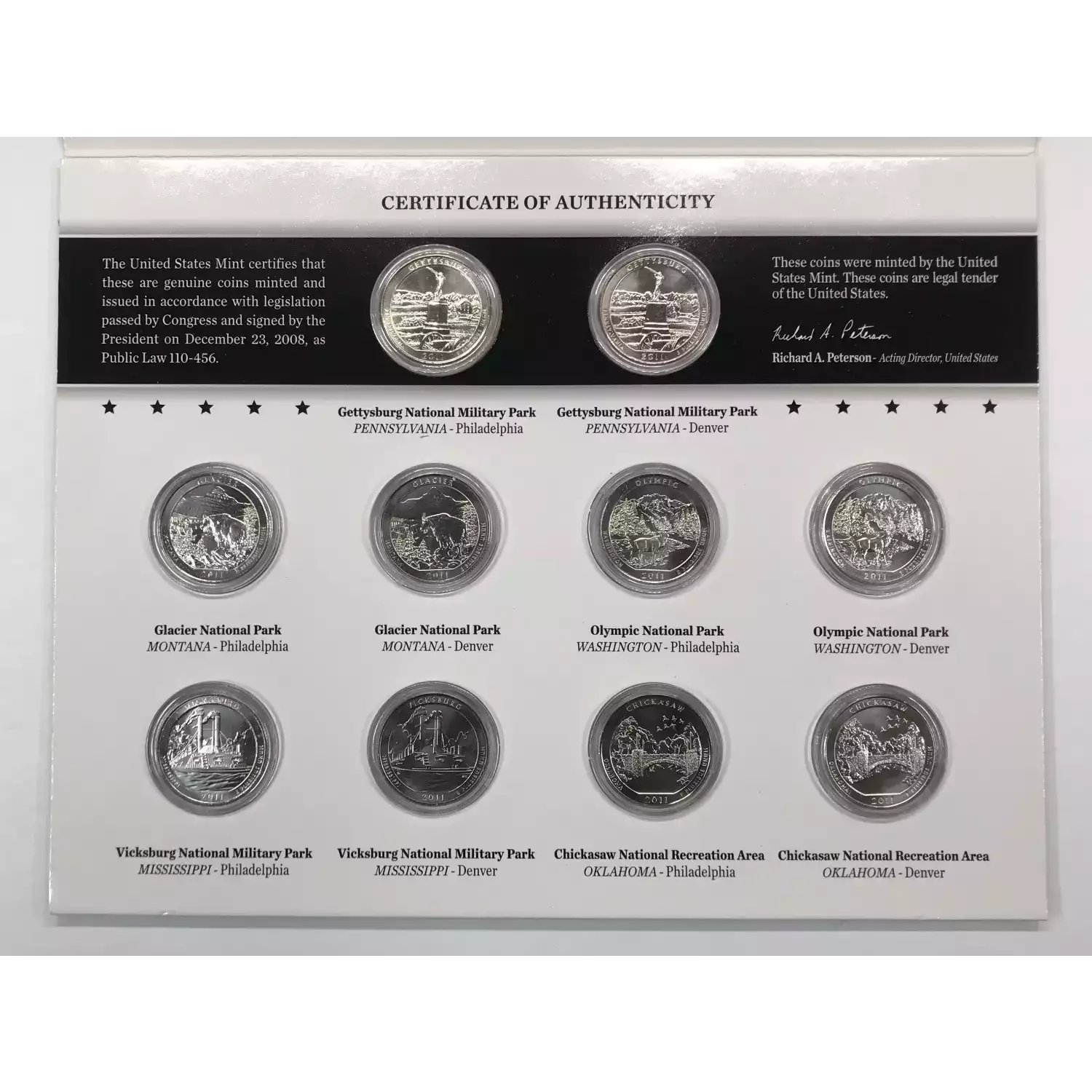 2011 America the Beautiful ATB Quarters Uncirculated 10-Coin P&D Set US Mint OGP (4)