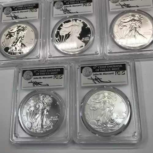 2011-P $1 Silver Eagle Rev PR 25th Anniversary Set First Strike Mercanti SE (4)