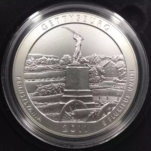 2011-P Gettysburg ATB 5 oz Silver Uncirculated Coin w/ US Mint OGP - Box & COA (9)