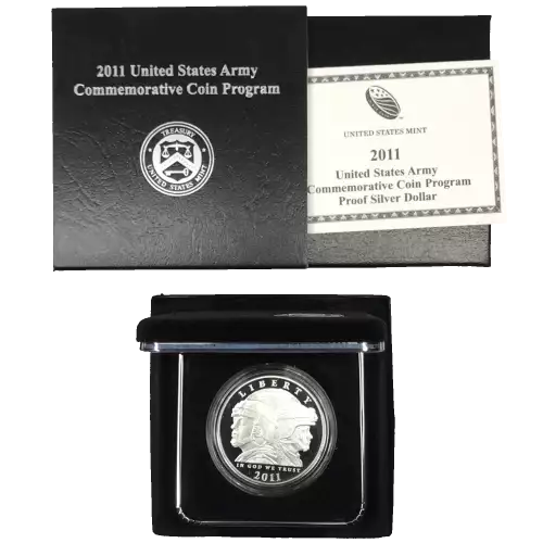 2011-P United States Army Proof Silver Dollar w US Mint OGP - Box & COA