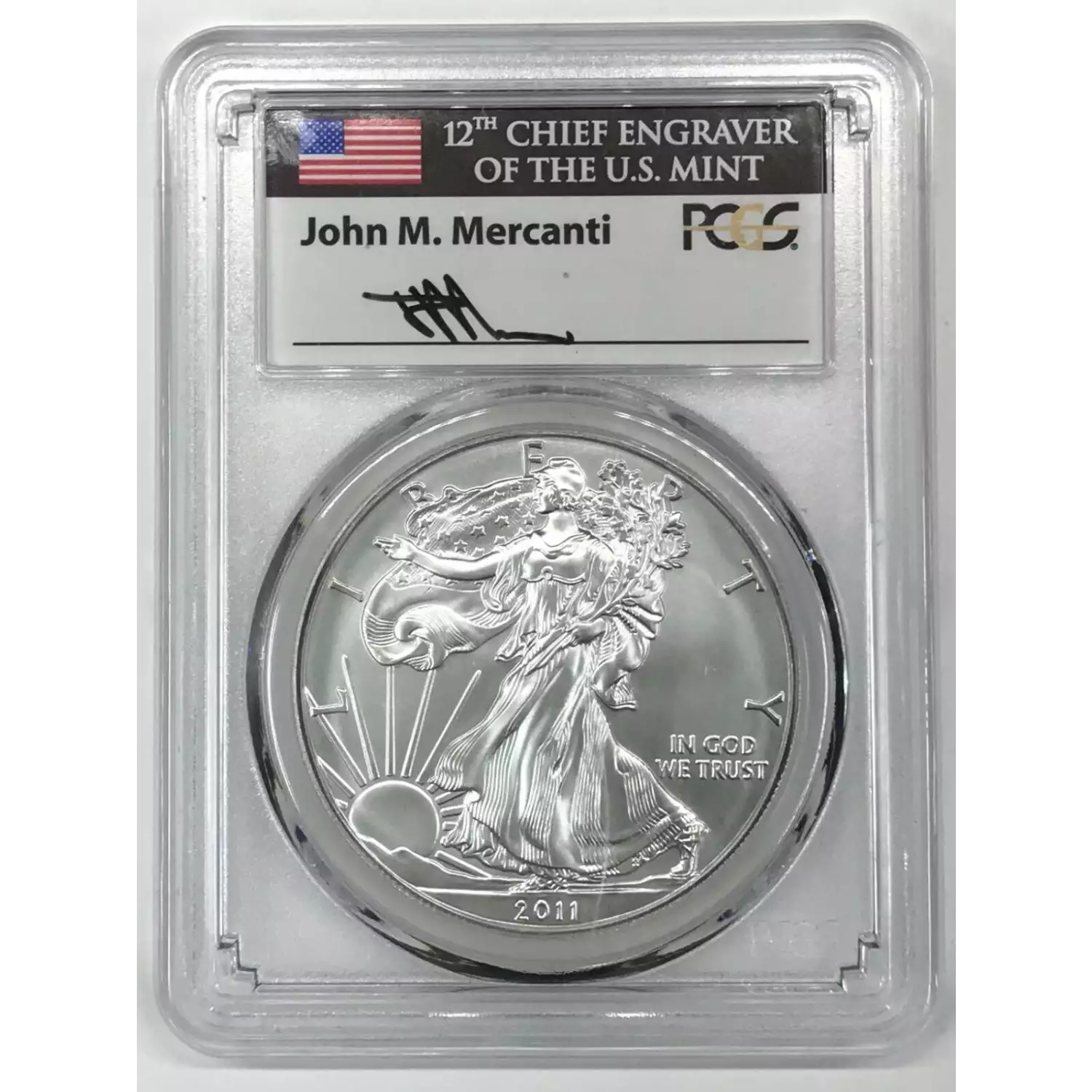 2011-W $1 Burnished Silver Eagle Mercanti Signature