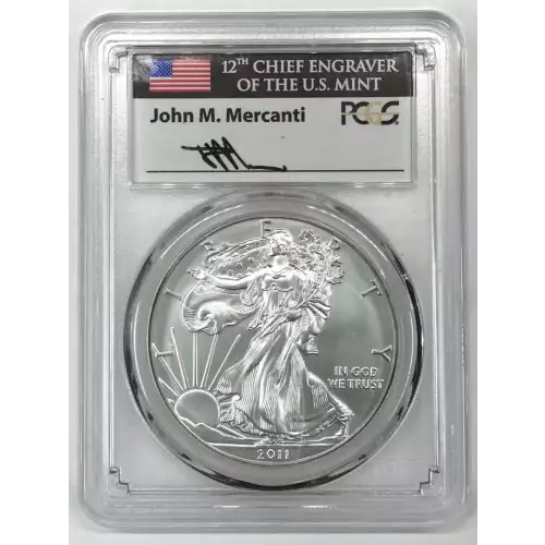 2011-W $1 Burnished Silver Eagle Mercanti Signature