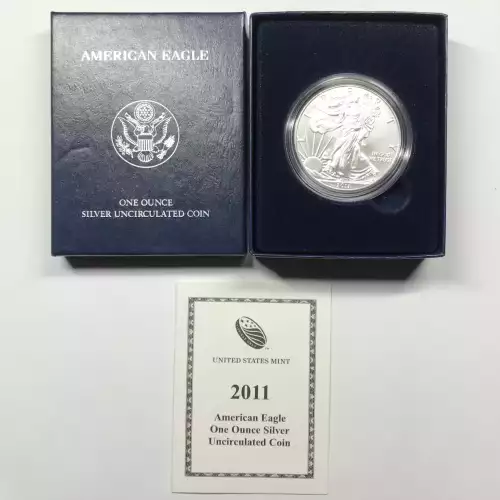 2011-W Burnished Uncirculated Silver Eagle w OGP - Box & COA