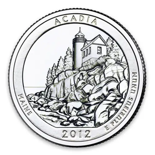 2012 America the Beautiful 5oz Silver - Acadia National Park, ME with OGP