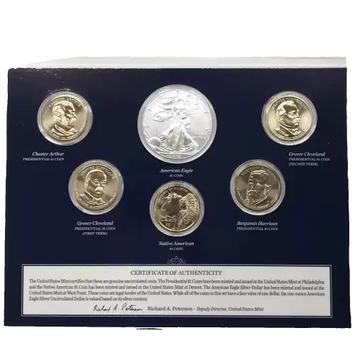 2012 Annual Uncirculated Dollar Coin Set incl W Burnished Silver Eagle - US Mint