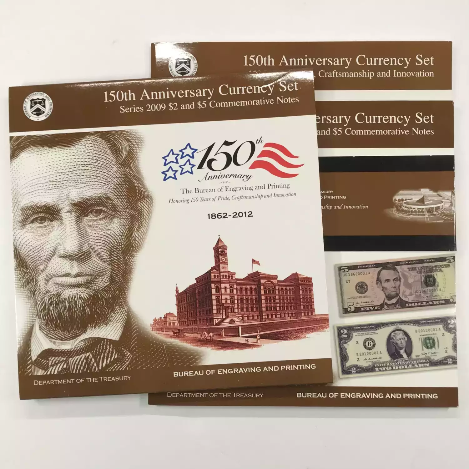 2012 BEP 150th Anniversary Currency Set - Series 2009 $2 & $5 FRN Notes