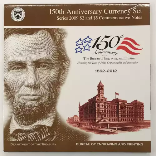 2012 BEP 150th Anniversary Currency Set - Series 2009 $2 & $5 FRN Notes