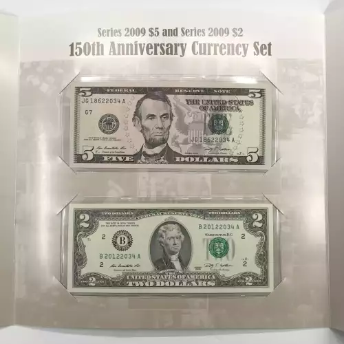 2012 BEP 150th Anniversary Currency Set - Series 2009 $2 & $5 FRN Notes