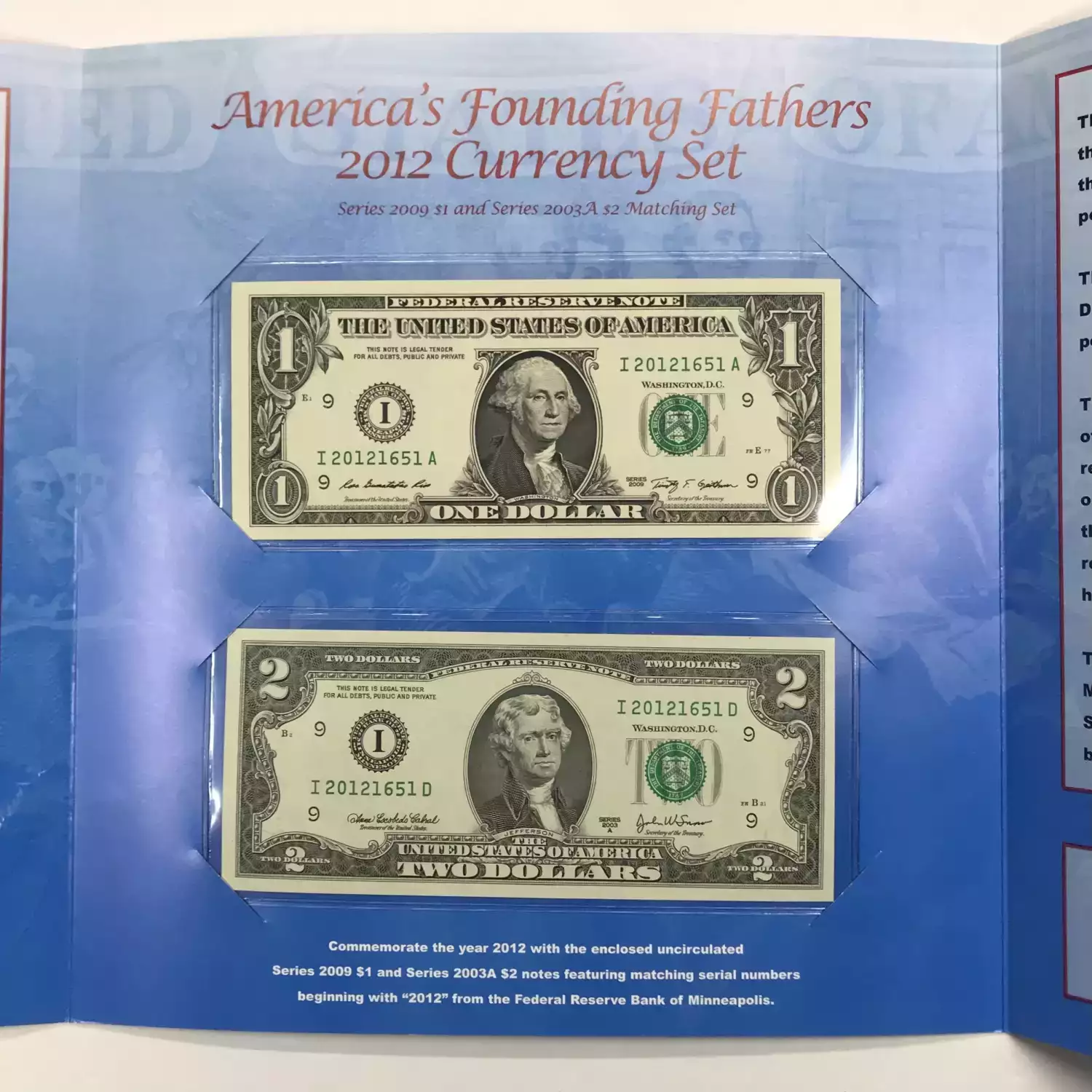 2012 BEP 150th Anniversary Currency Set - Series 2009 $2 & $5 FRN Notes [DUPLICATE for #547302] (2)